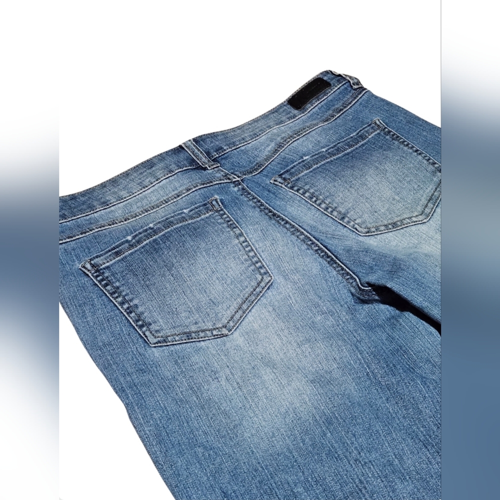 Plaid Patch Distressed Bootcut Jeans - image 7